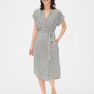 ❤️GAP Women White Small Striped Shirt Dress